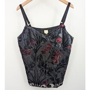 Merona Velvet Burnout Floral Camisole Tank Top Adjustable Straps Size 20 - 22W